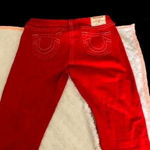True Religion red skinny jeans size 33 womens
